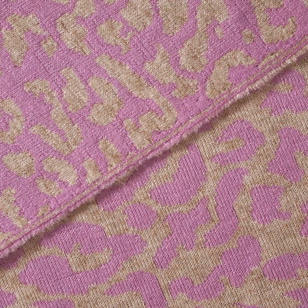 Feinstrick Strickstoff Jacquard Leo rosa beige